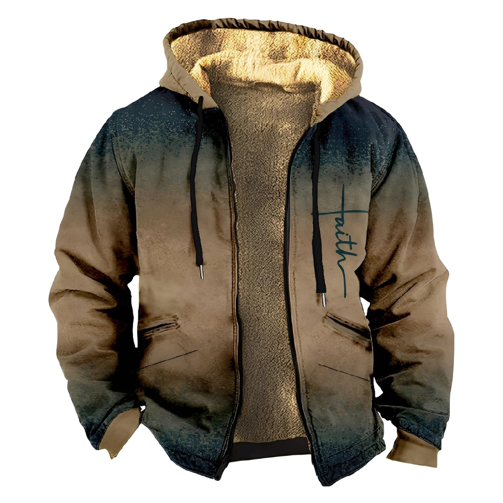 Frank | Mens Sherpa Lined Aztec Print Zip Hoodie