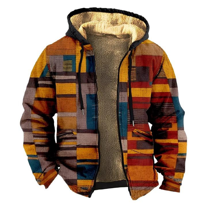 Frank | Mens Sherpa Lined Aztec Print Zip Hoodie