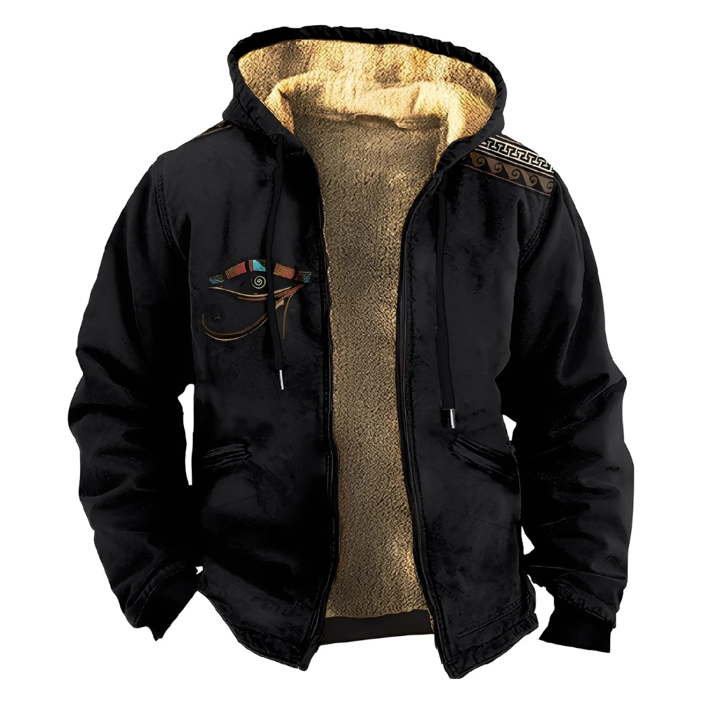 Frank | Mens Sherpa Lined Aztec Print Zip Hoodie