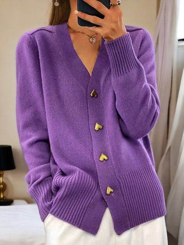 Adelaide Heart-Button Cardigan