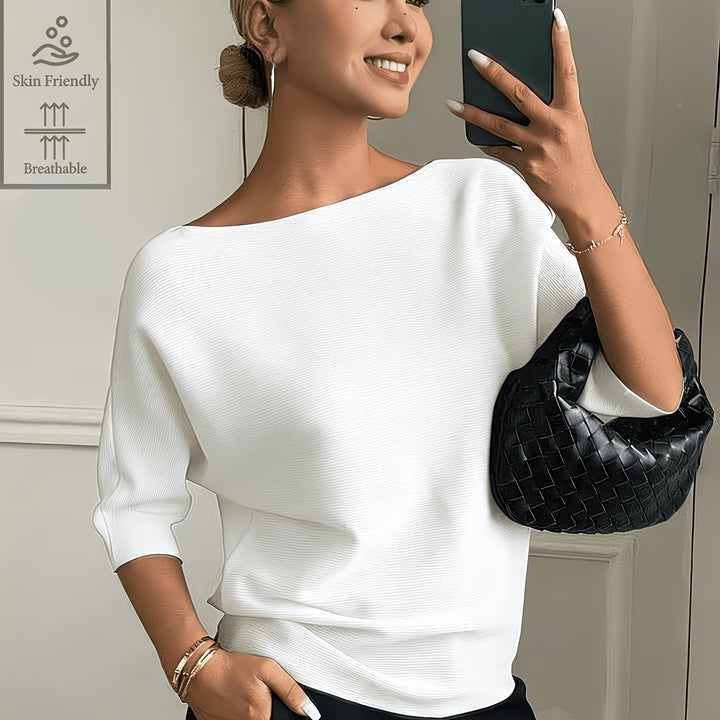 Isabelle | Elegant Boat Neck Batwing Sweater