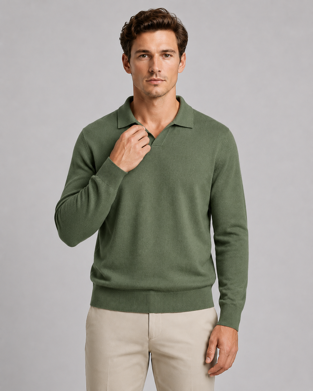 Gareth | Open-Collar Knitted Polo