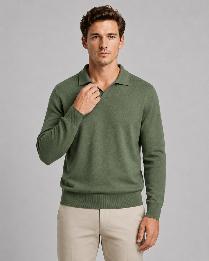 Gareth | Open-Collar Knitted Polo