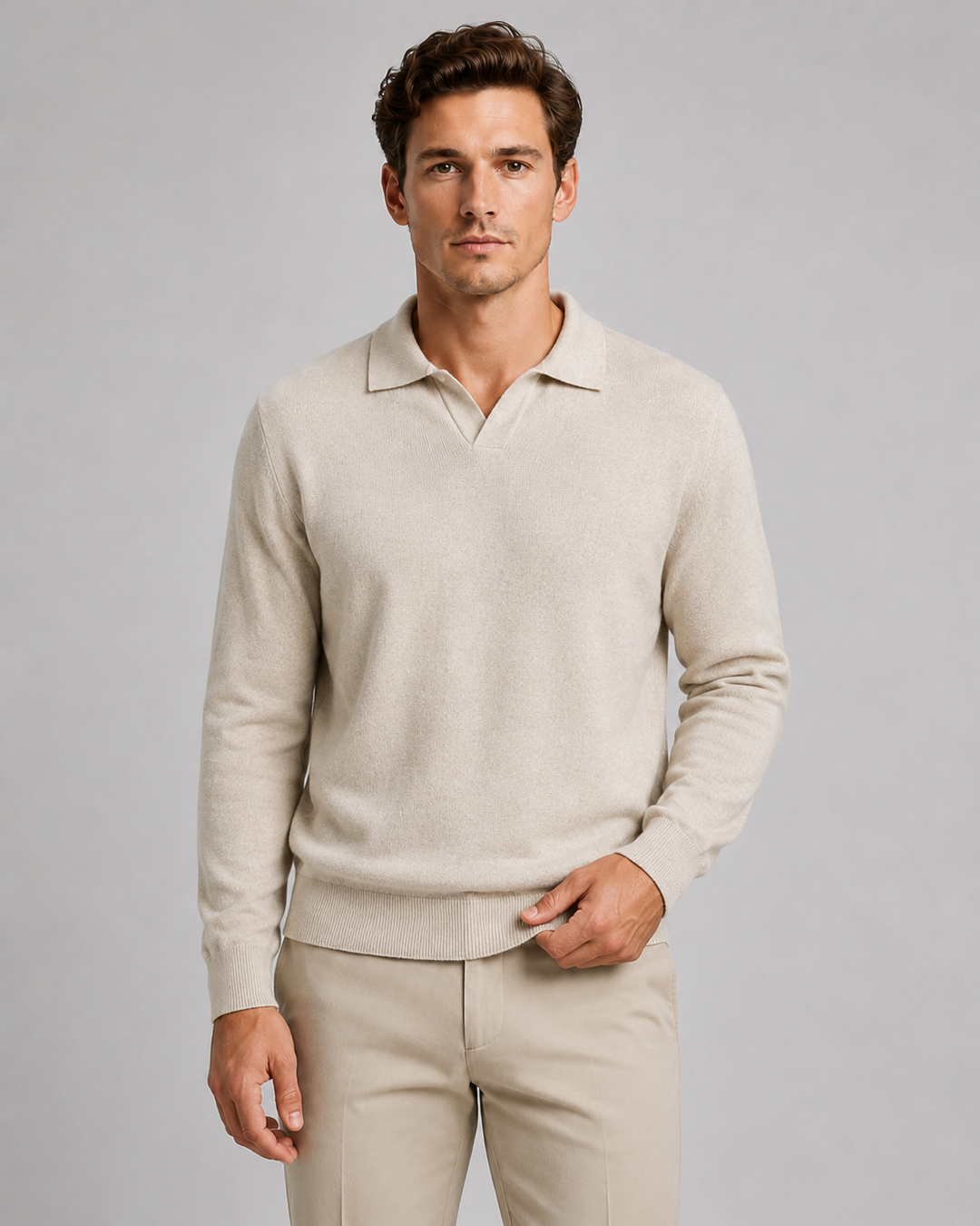 Gareth | Open-Collar Knitted Polo