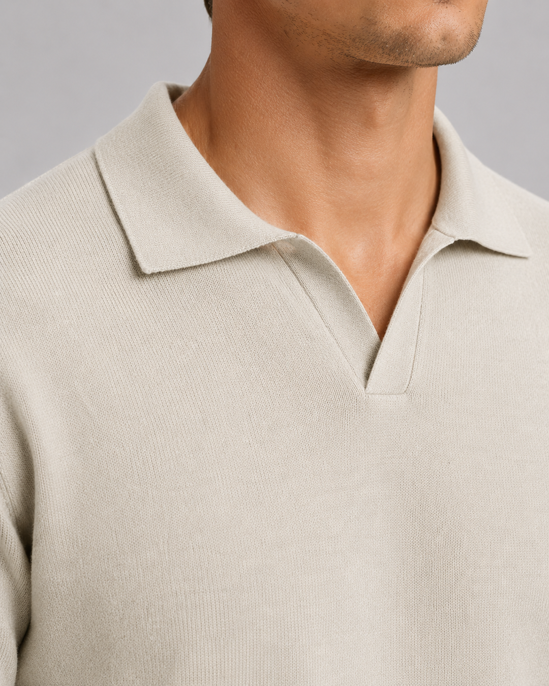 Gareth | Open-Collar Knitted Polo