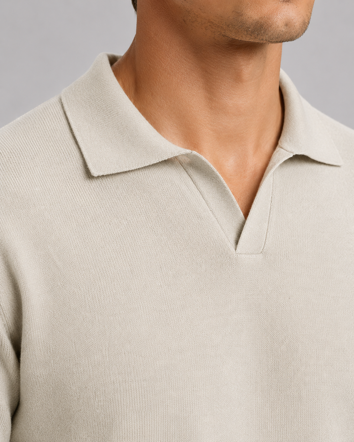 Gareth | Open-Collar Knitted Polo