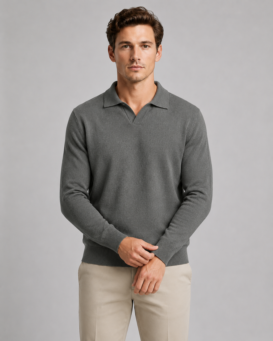 Gareth | Open-Collar Knitted Polo