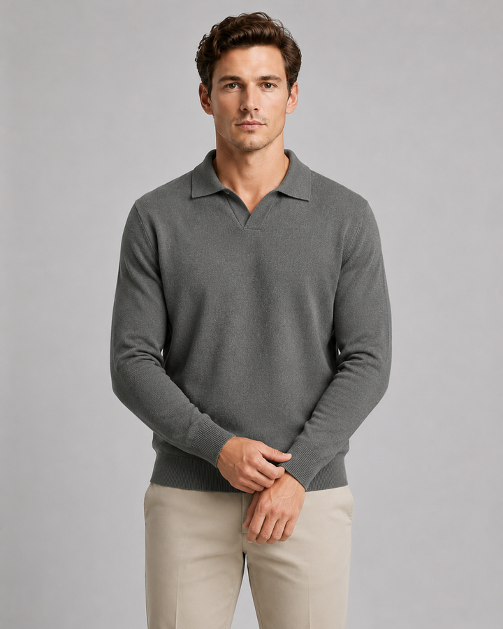 Gareth | Open-Collar Knitted Polo