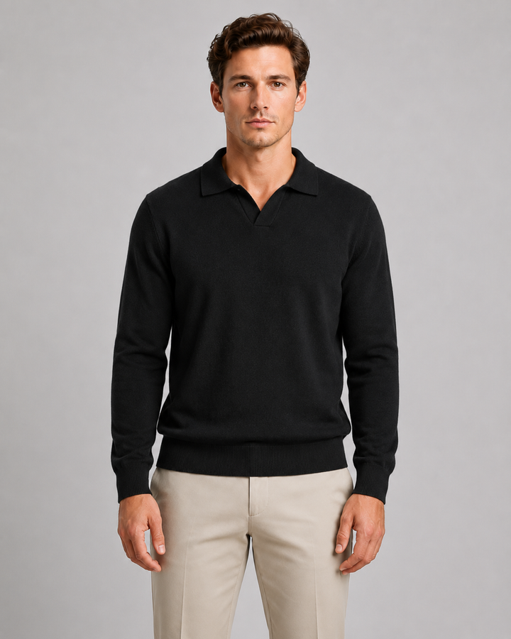 Gareth | Open-Collar Knitted Polo